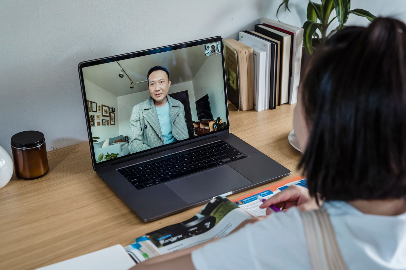 A video appointment on a laptop